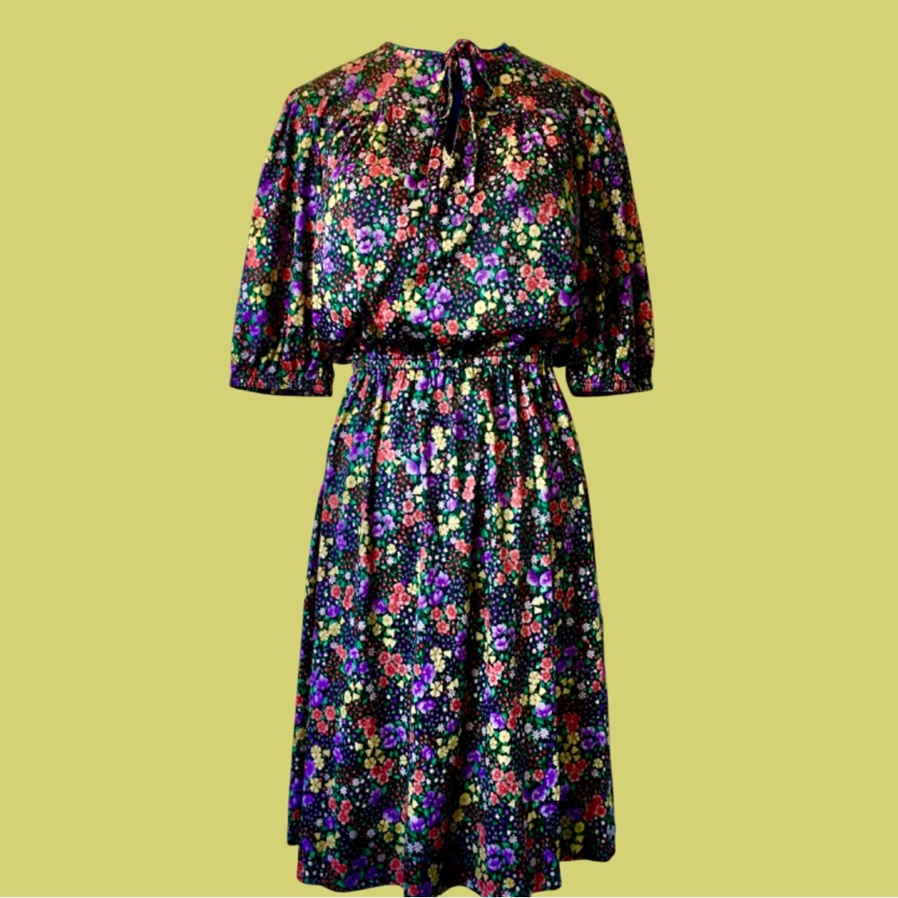 Vintage Handmade Ditsy Floral Print Midi Dress